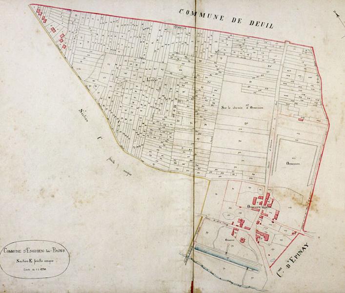 Plan cadastral, 1850, section E (avec le hameau d'Ormesson).