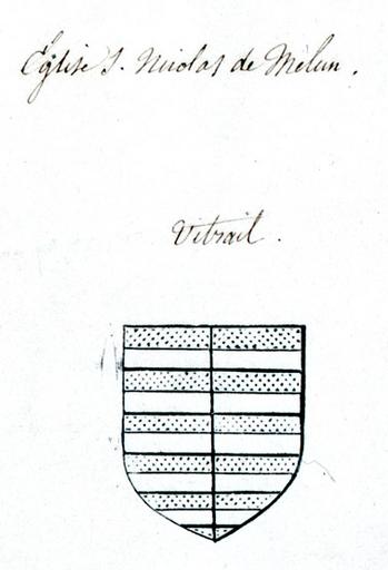 Armoiries portées sur un vitrail de l'hôtel-Dieu.