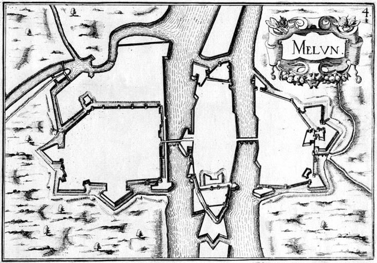 Plan des fortifications vers 1630, publié par Tassin : variante avec cartouche orné.