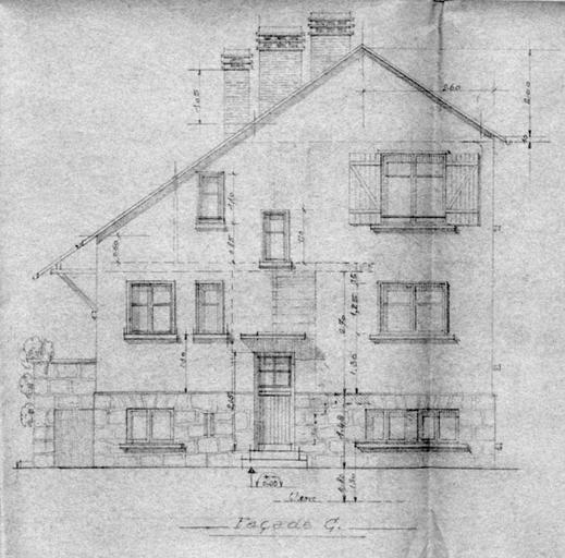 Projet de l'architecte melunais Louis Carrier pour une maion des 'Castors de Melun nord' : la façade C.