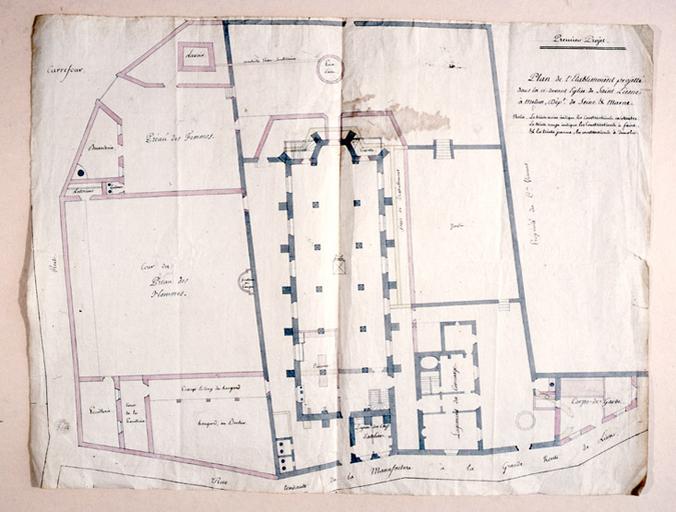 'Plan de l'établissement projeté dans la ci-devant église Saint-Liesne à Melun'.