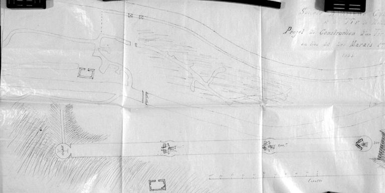 Projet pour établir un tir au fusil de 300 mètres, au lieu-dit Les Marais (en bordure de l'Almont). Détail : le plan au sol.