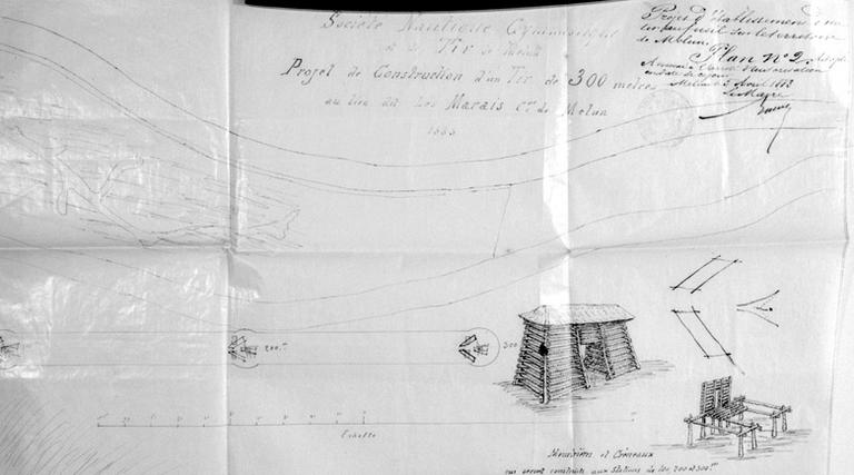 Plan pour établir un tir au fusil de 300 mètres, au lieu-dit Les Marais (en bordure de l'Almont) : détail.