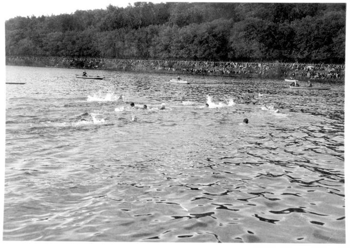 Compétition de natation dans la Seine.