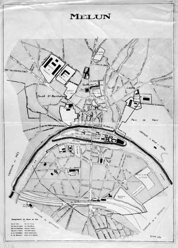 Plan de Melun dans les années 1930.