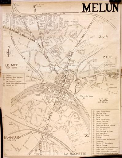 Plan de Melun, vers 1970.