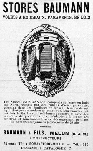 Publicité pour l'usine de stores Baumann.