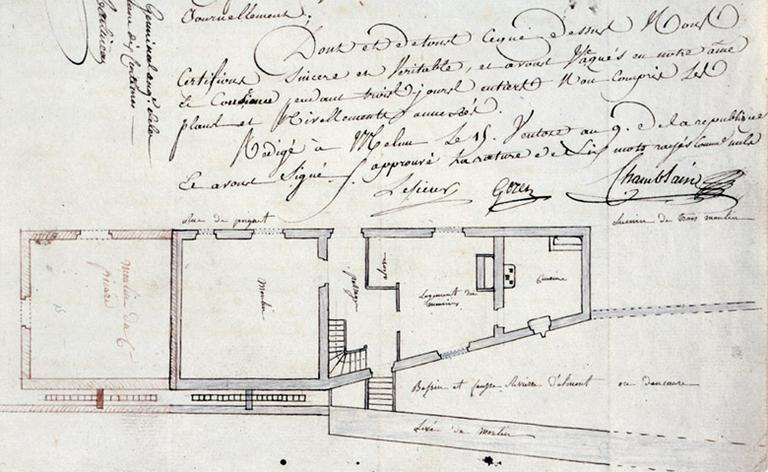 Plan du moulin de Poignet, 15 ventôse an IX.