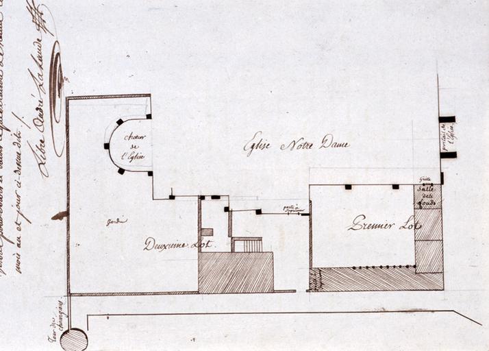 Plan du cloître au moment de sa vente comme bien national, vers 1790.