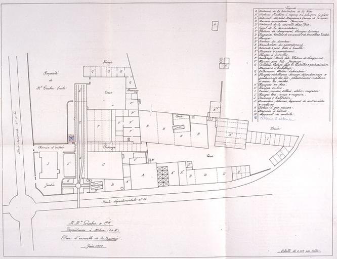 Plan de la brasserie Gruber en juin 1926.