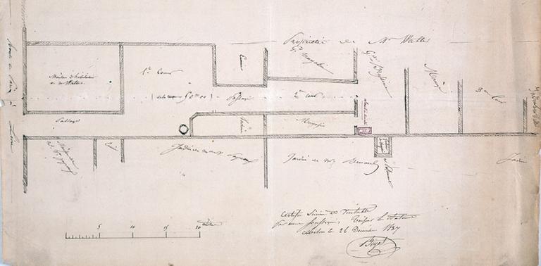 Plan de la brasserie et distillerie Walter, rue Saint-Liesne, en 1838.