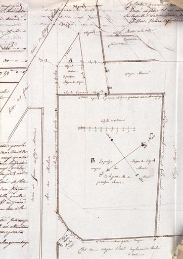 Plan de l'ancien cimetière Saint-Aspais (rue Bancel) en l'an III.