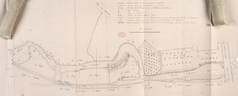 Plan des rives de l'Almont, depuis la rue Saint-Liesne jusqu'au moulin de Poignet.