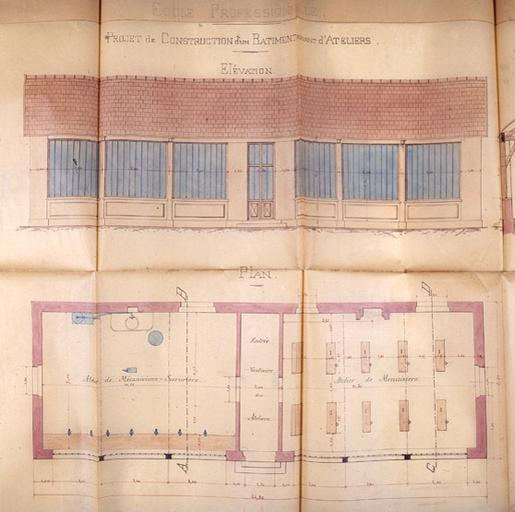 Projet de construction d'ateliers pour l'école professionnelle.