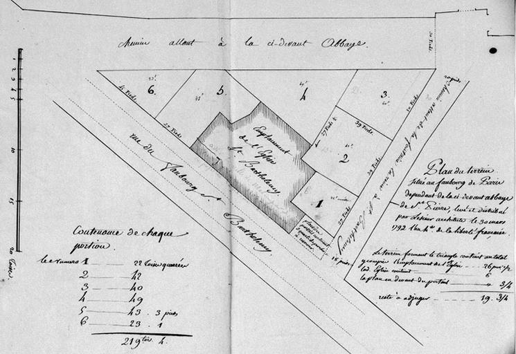 Plan de situation de l'église en 1792.