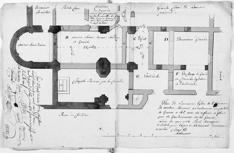 Plan du prieuré en 1768, par Chayé.