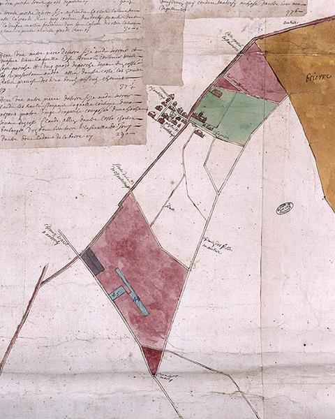 Plan du nouveau domaine d'Andrésy appartenant au chapitre (partie haut-gauche) 1702
