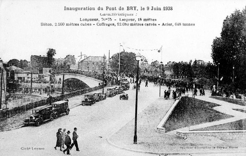 Vue de l'inauguration du pont en béton le 9 juin 1938.