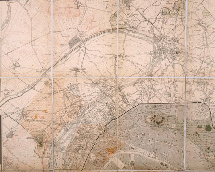 Détail nord-ouest du plan d'ensemble des carrières souterraines de Paris et du département de la Seine en 1889.