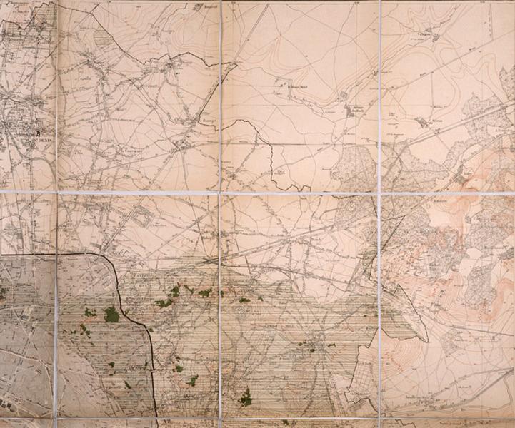 Détail nord-est du plan d'ensemble des carrières souterraines de Paris et du département de la Seine en 1889.