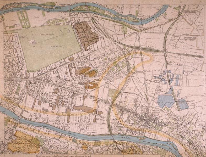 Détail du plan des carrières de Champigny en 1937.