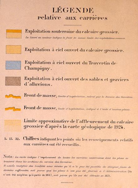 Détail du cartouche du plan des carrières de Champigny en 1937.