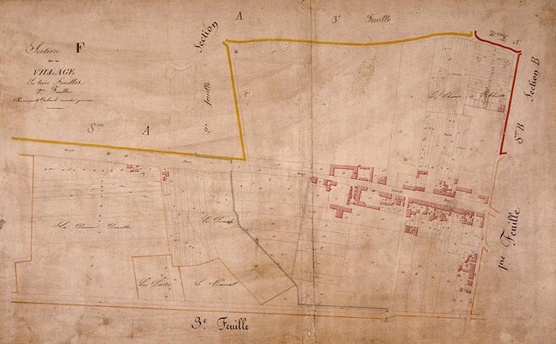 Cadastre révisé en 1840, section F du village, 2e feuille.