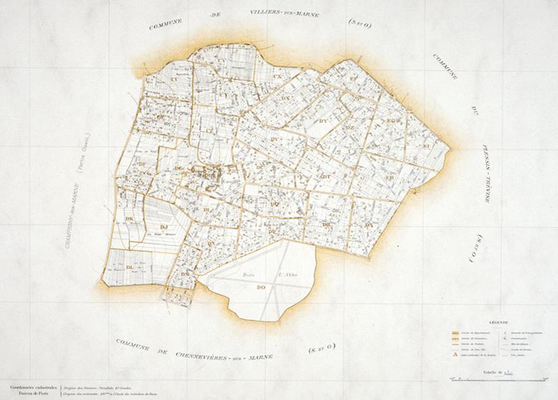 Cadastre, tableau d'assemblage du quartier de Coeuilly, daté 1942.