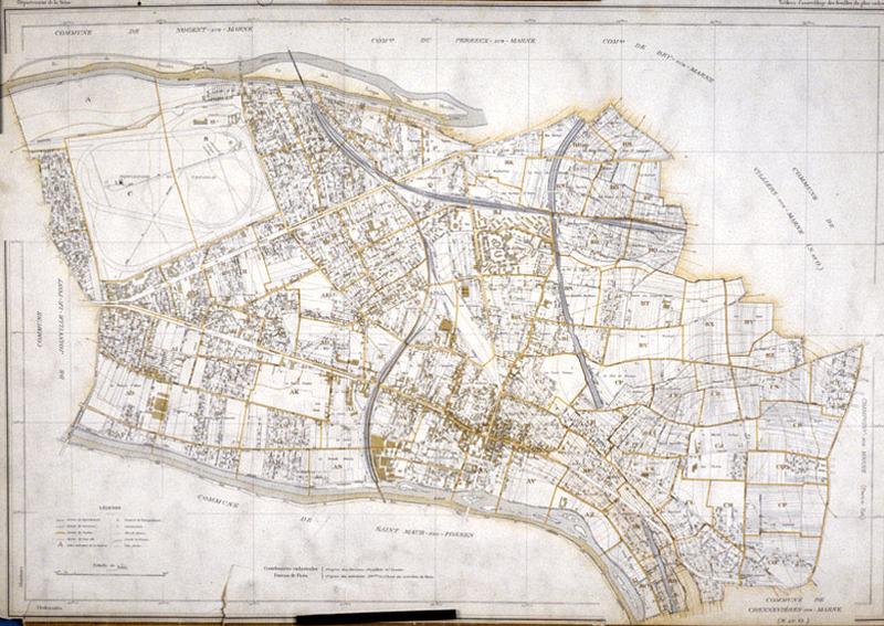 Cadastre, tableau d'assemblage du centre-ville, sans date (vers 1942).