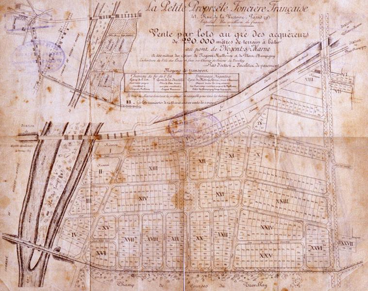 Plan du lotissement de la Petite Propriété Foncière dans le quartier du Tremblay.