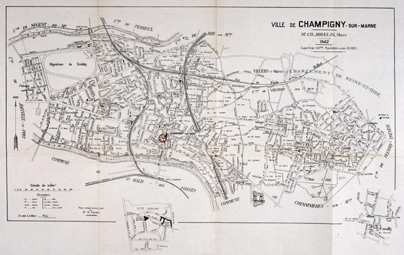 Plan de la ville en 1942.