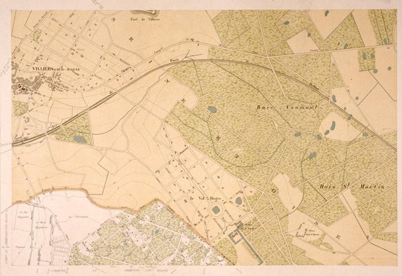 Plan du quartier de Coeuilly en deux feuilles, dressé en 1897 par le service des ponts et chaussées du département ; feuille 1.
