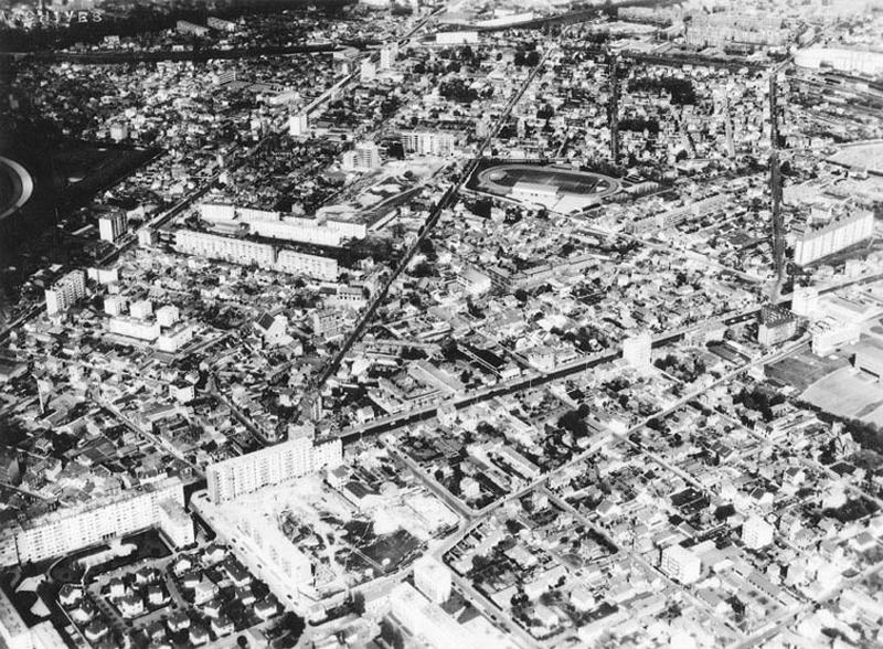 Vue aérienne au niveau de l'avenue Roger-Salengro et du boulevard Gabriel-Péri.