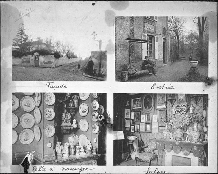 Quatre vues de la maison 'aux assiettes', exite toujours, très abimée.