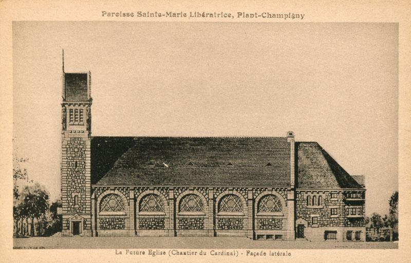 Projet de l'église Sainte-Marie-Libératrice du Plant, chantier du Cardinal, façade latérale.