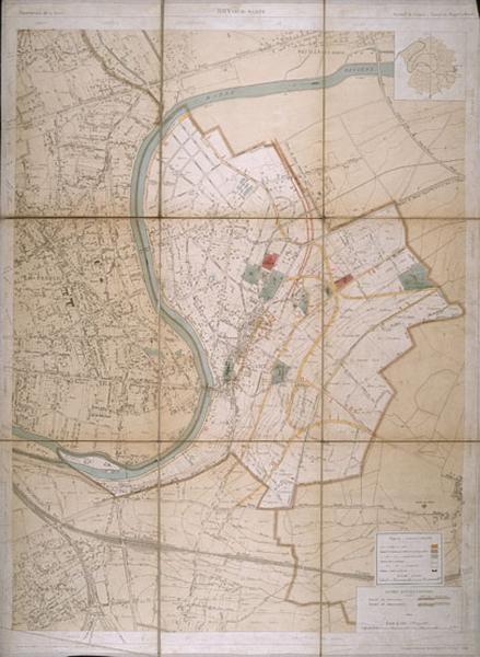 Projet d'aménagement, d'embellissement et d'extension de la commune. Avant-projet, plan d'aménagement, vu et présenté par l'ingénieur en chef de la direction de l'extension de Paris, 27 mars 1926 ; adopté par le directeur de l'extension de Paris le 12 juin 1928.
