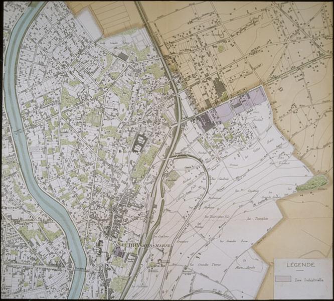 Projet d'aménagement, d'embellissement et d'extension de la commune. Plan localisant la zone industrielle de l'avenue Georges-Clemenceau. s. d.