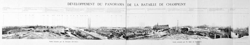 Gravure du développement du panorama de la bataille de Champigny de 1870.