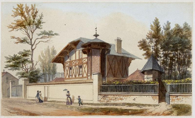 Détail de l'une des quatre maisons de villégiature. Vue de la maison depuis la rue.