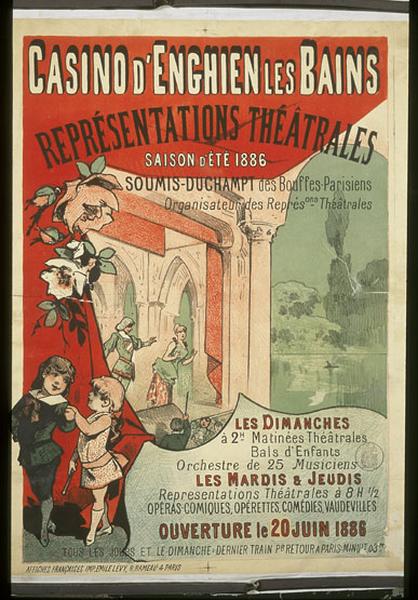 Affiche publicitaire pour les représentations théâtrales de la saison 1886.