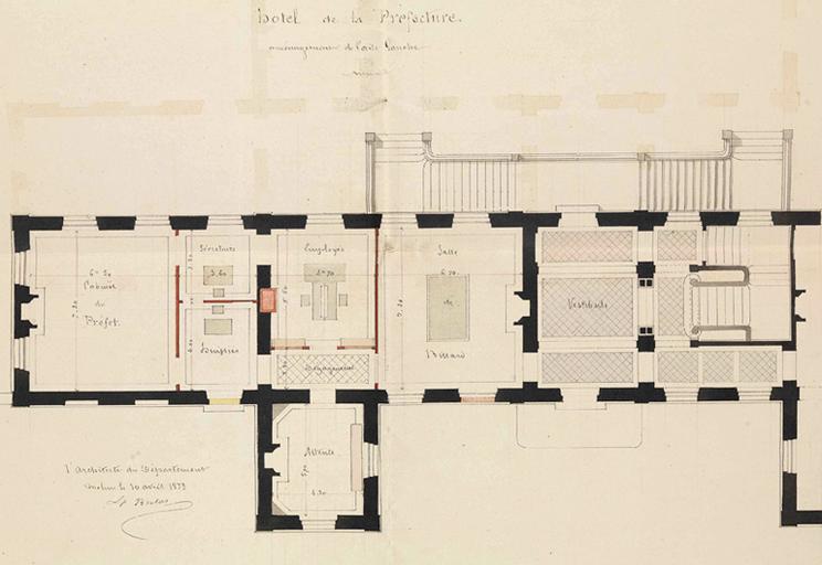 Hôtel de la préfecture : plan d'aménagement de l'aile gauche.