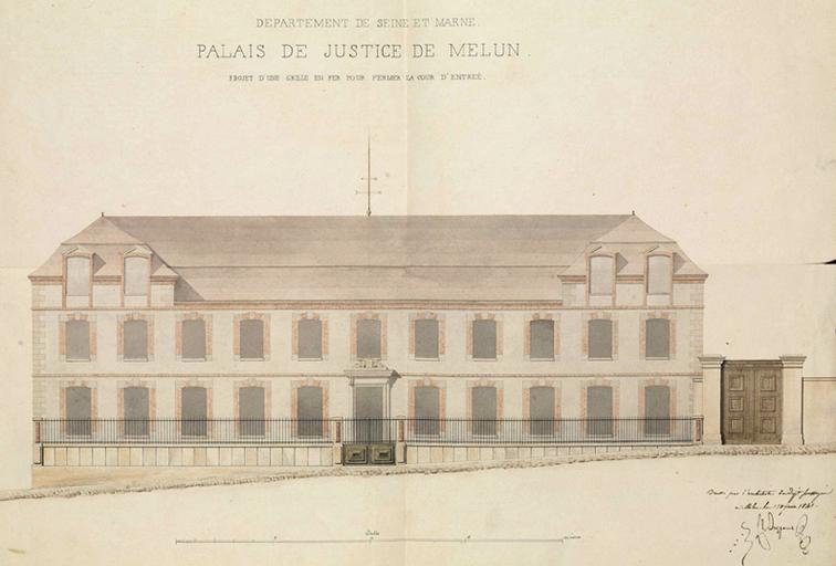 « Palais de justice de Melun. Projet d'une grille en fer pour fermer la cour d'entrée ».