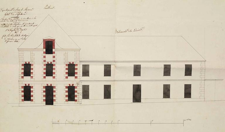 Elévation d'un pavillon à construire à la suite du bâtiment des écuries.