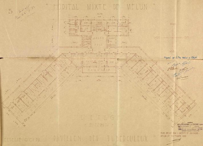 Projet de construction du sanatorium : plan de l'étage.