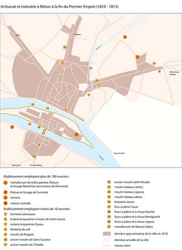 Cartographie des usines et des ateliers en activité à la fin du Premier Empire.