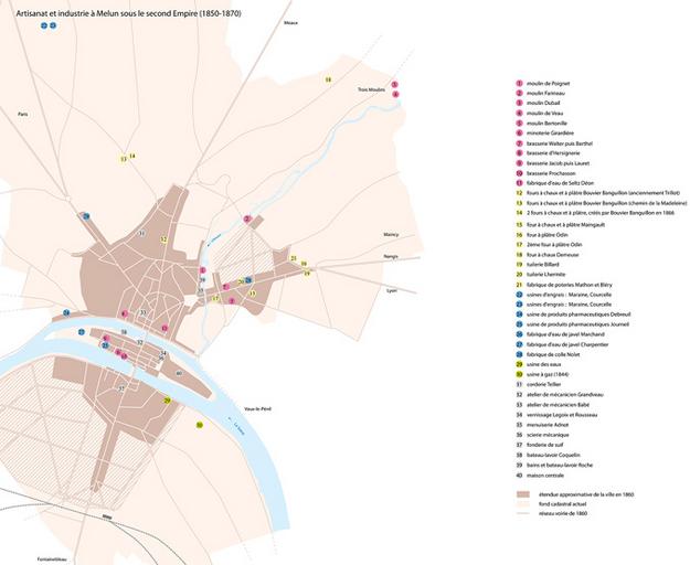 Cartographie des usines et des ateliers en activité sous le Second Empire.