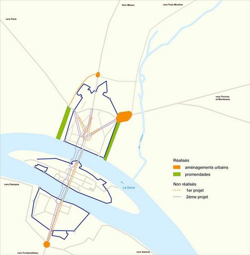 Aménagements urbains (projets et réalisations) du XVIIIe siècle.