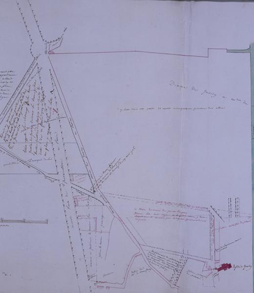 Plan à la plume accompagnant la transaction du 13 avril 1782, signée par MM. du Séminaire d'Orléans et le seigneur de Savigny-sur-Orge.