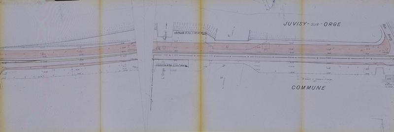 Plan d'élargissement de la R.N.7 dans sa traversée de Juvisy, 1954.