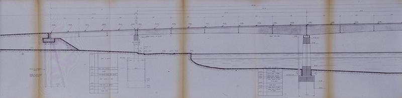 Projet de pont à reconstruire sur la Seine : profil partiel des structures des travées du nouveau pont du côté de la rive de Juvisy, 1963.